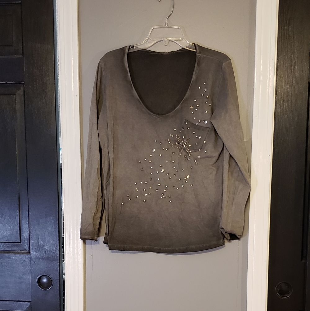 Gray Embellished Shirt